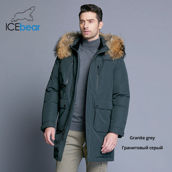 ICEbear 2018 new winter men's down jacket high quality detachable hat male's jackets thick warm fur collar clothing MWY18963D