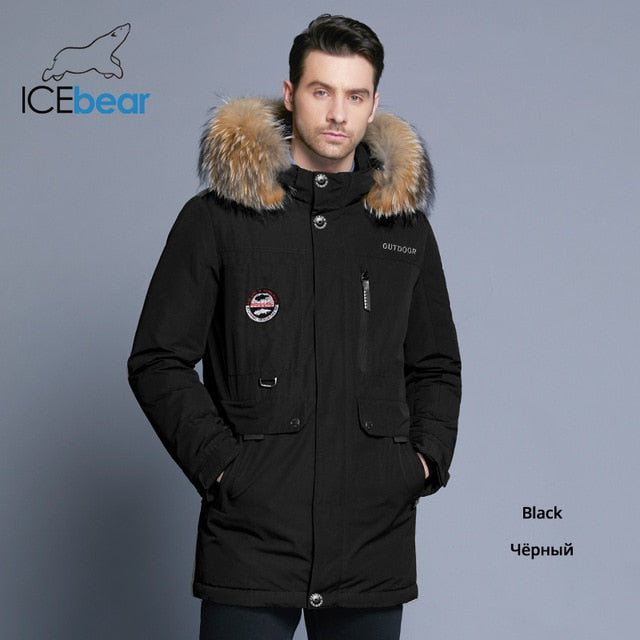 ICEbear 2018 new men's winter down jacket high quality fur collar coat detachable hat and fur collar male's clothing MWY18940D
