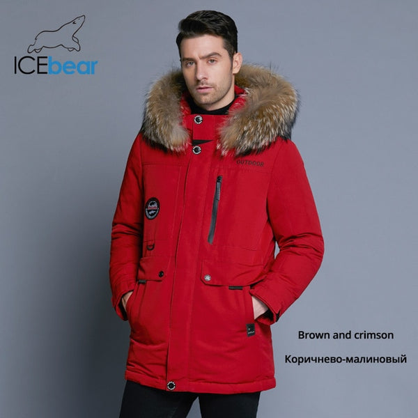 ICEbear 2018 new men's winter down jacket high quality fur collar coat detachable hat and fur collar male's clothing MWY18940D