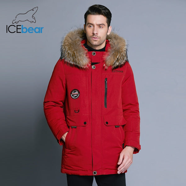 ICEbear 2018 new men's winter down jacket high quality fur collar coat detachable hat and fur collar male's clothing MWY18940D